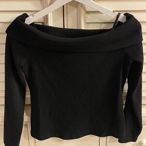 Veronica Beard Black Off-the-Shoulder Long Sleeve Top